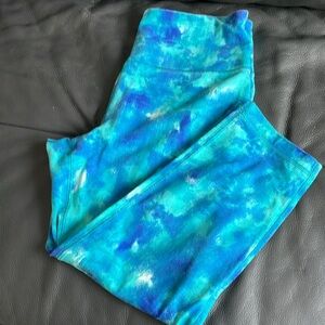 Active Yoga Exercise Pants Women Size M Blue Teal Tie Dye Athleisure Activewear